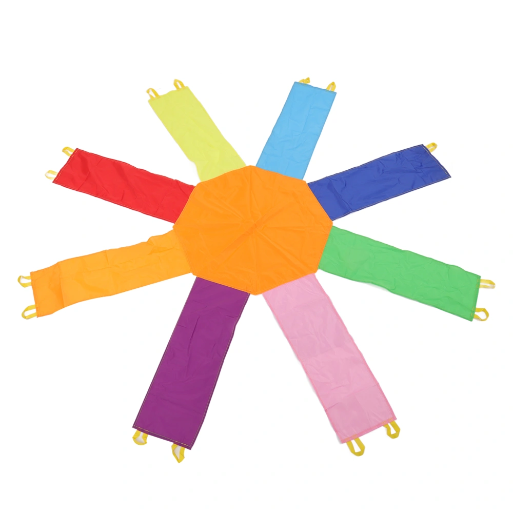 Octagonal Fun Game Umbrella Early Education Interactive Kindergarten Sense Training Rainbow Umbrella with 16 Handles 3.6m/11.8ft