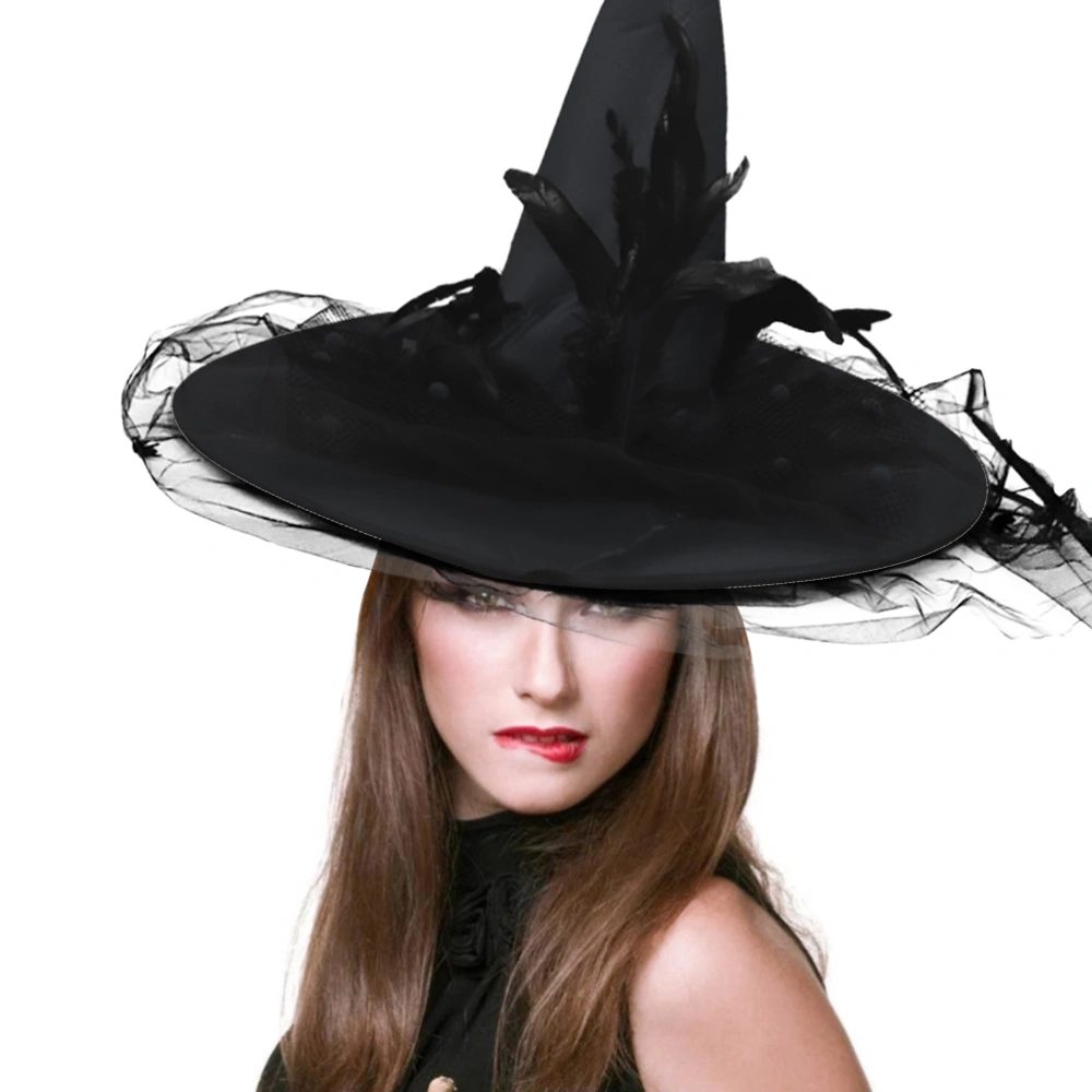 Halloween Vintage Witch Hat Lace Veils Witch Hat Halloween Cosplay Costume Accessories Party Supplies for Adults Kids