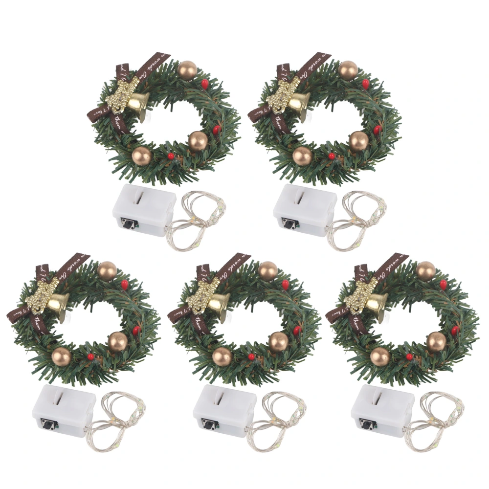 5 Pcs Dollhouse Christmas Wreath Vivid Lifelike Miniature Christmas Decoration Wreath for 1/12 Doll House