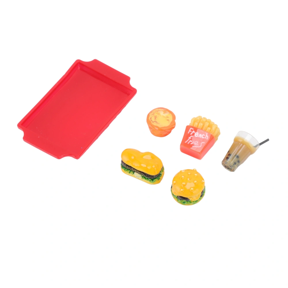 Dollhouse Fast Food 1/12 Resin Mini Hamburger Fries Set for Miniature Food Accessories