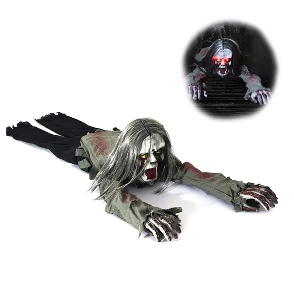 Halloween Electric Crawling Ghost with Horror Voice Sound Control Creeping Bloody Ghost Prop Halloween Party Decor Haunted House Props