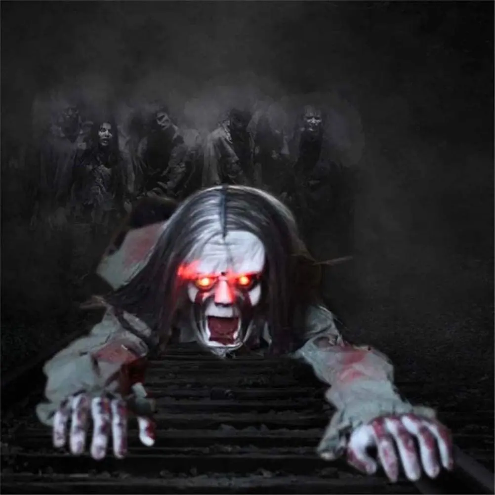Halloween Electric Crawling Ghost with Horror Voice Sound Control Creeping Bloody Ghost Prop Halloween Party Decor Haunted House Props