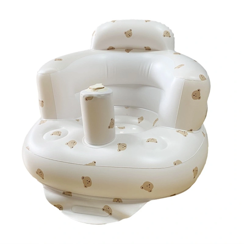 Baby Inflatable Chair Portable Foldable Printed Leakproof Soft Shower Sofa for Training Toddlers Kids Bear