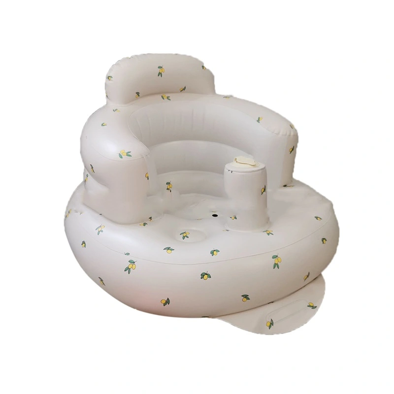 Baby Inflatable Chair Portable Foldable Printed Leakproof Soft Shower Sofa for Training Toddlers Kids Olive Leaf