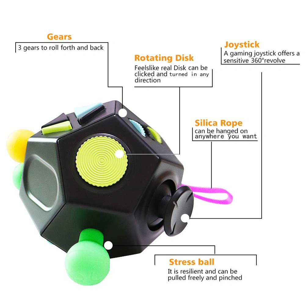 12 Sided Toy Stress and Anxiety Relief Depression Anti Cube for Children and Adults