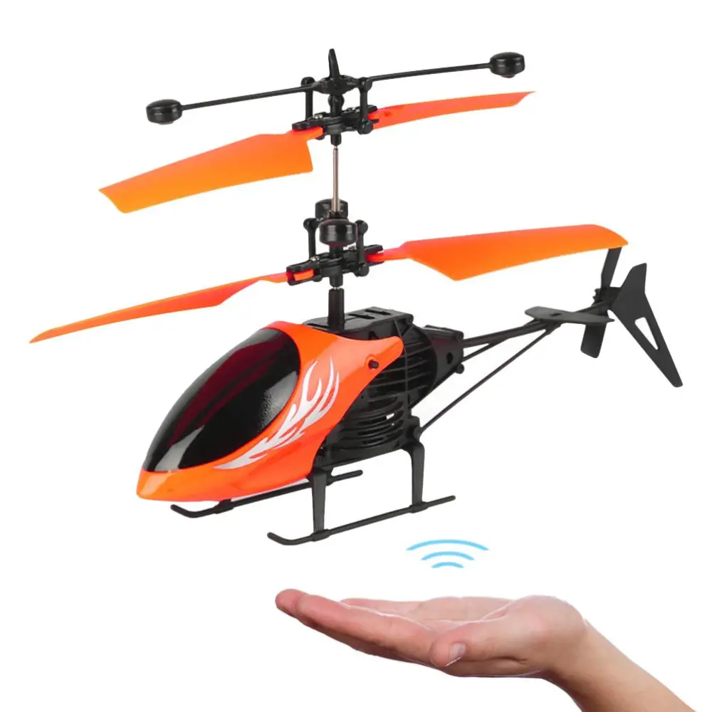 Remote Control Helicopter Flying Toys Led Rechargeable Hand Operated Drone with LED Light for Kids Gift