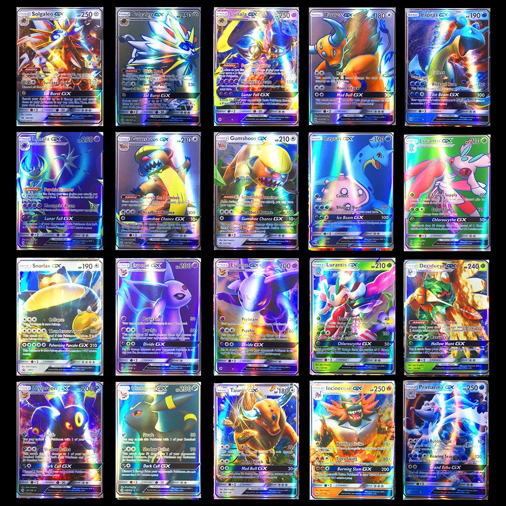 100Pcs Anime Card Set Cartoon Game Card Children GX Trading Cards with 95 GX Cards and 5 Mega Cards