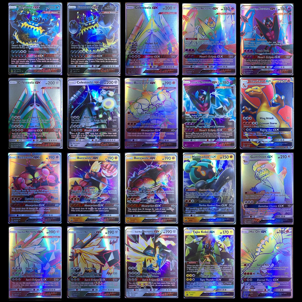 100Pcs Anime Card Set Cartoon Game Card Children GX Trading Cards with 95 GX Cards and 5 Mega Cards