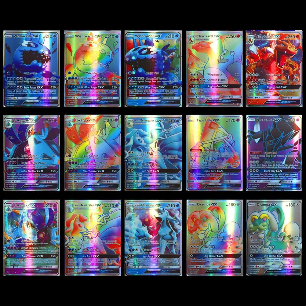 100Pcs Anime Card Set Cartoon Game Card Children GX Trading Cards with 95 GX Cards and 5 Mega Cards