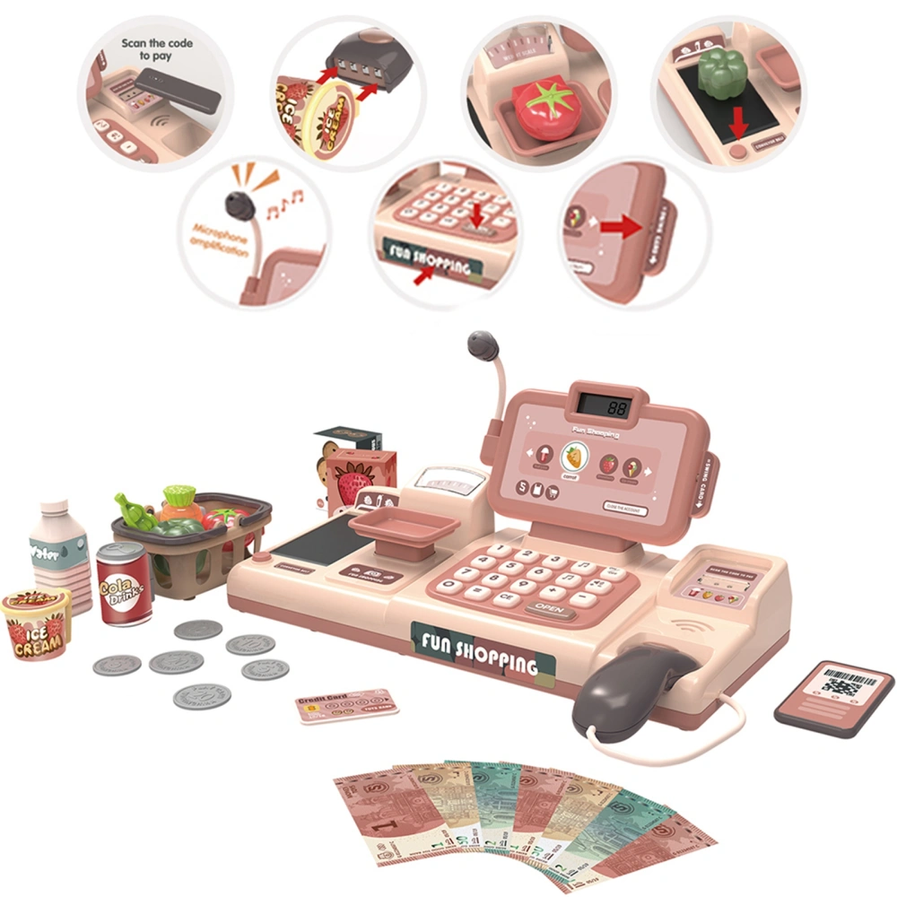 Kids Supermarket Store Toys Cash Register Fruits Vegetables Ice cream Basket Set Early Educational Toy Supermarket Prented Toys