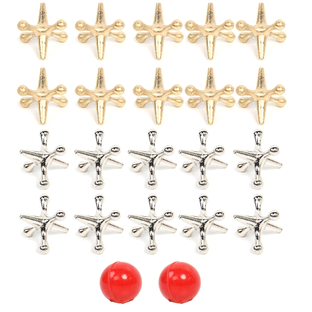 2 Sets Retro Metal Jacks and Ball Game with 2 Bouncy Balls Classic Game of Jacks for Party Favor Game Prizes for Kids and Adults