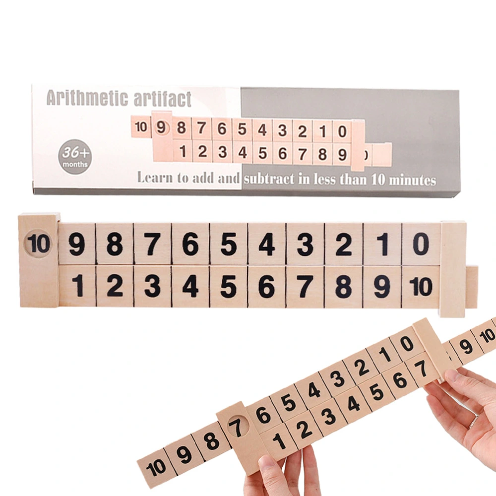 Wooden Math Arithmetic 1-10 Addition Subtract Learning Ruler Scientific Rail Design Ruler Kids Education Toys Children Gifts