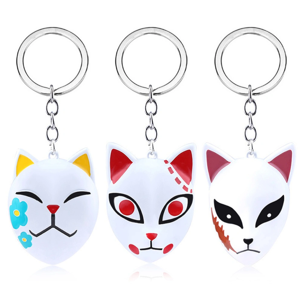 3 pcs Zinc Alloy Anime Mask Keychain Cartoon Cat Small Charm Mobile Phone Pendant Keychain Christmas Gift