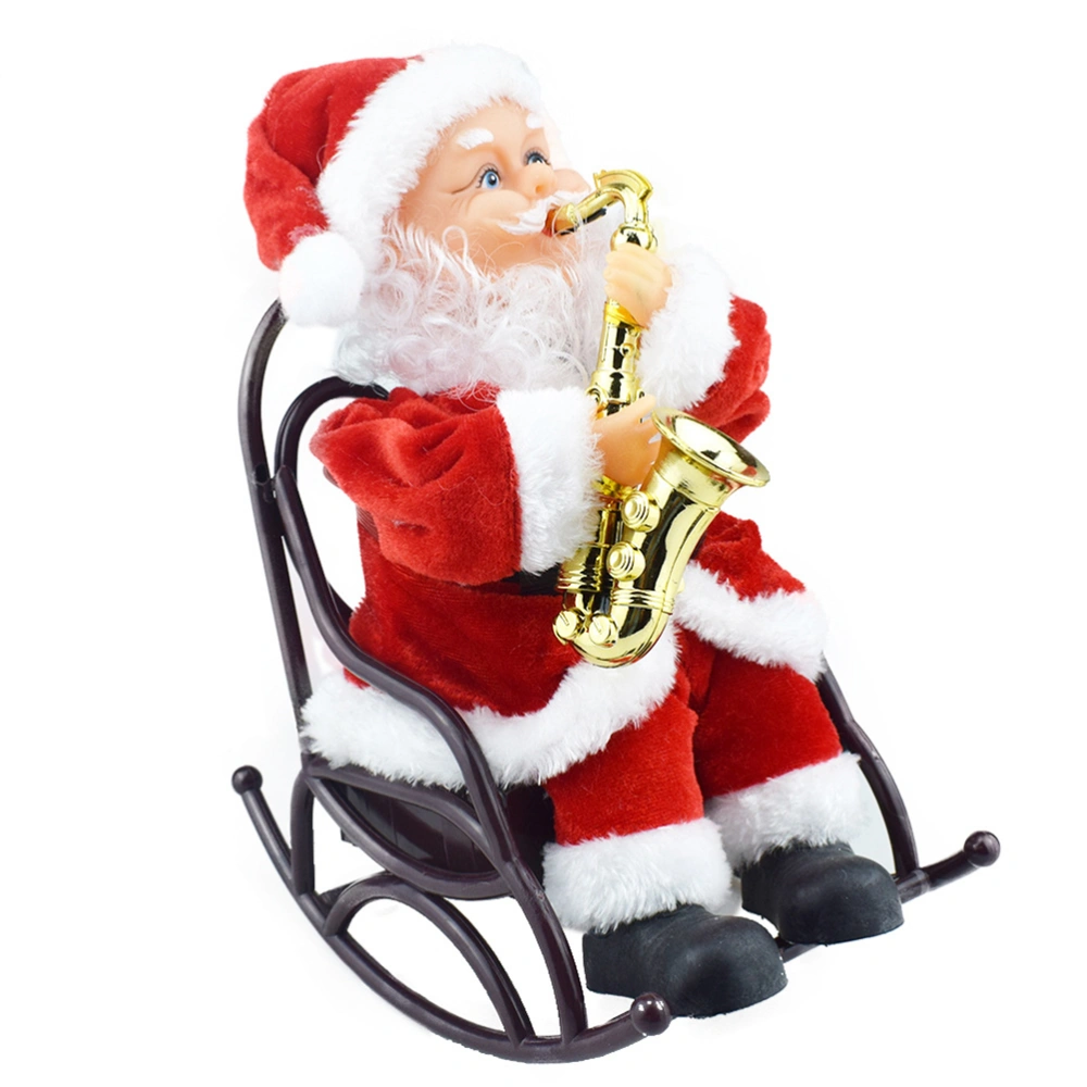 2020 Christmas Playing Saxophone Santa Claus in Chair with Music Electric Funny Santa Decoration Christmas Gifts