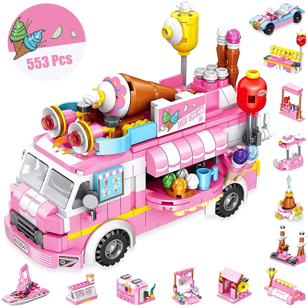 Mini Building Block Sets Toys Ice Cream Trucks Toys Non Toxic Durable Food Cars Construction Building Block Toy