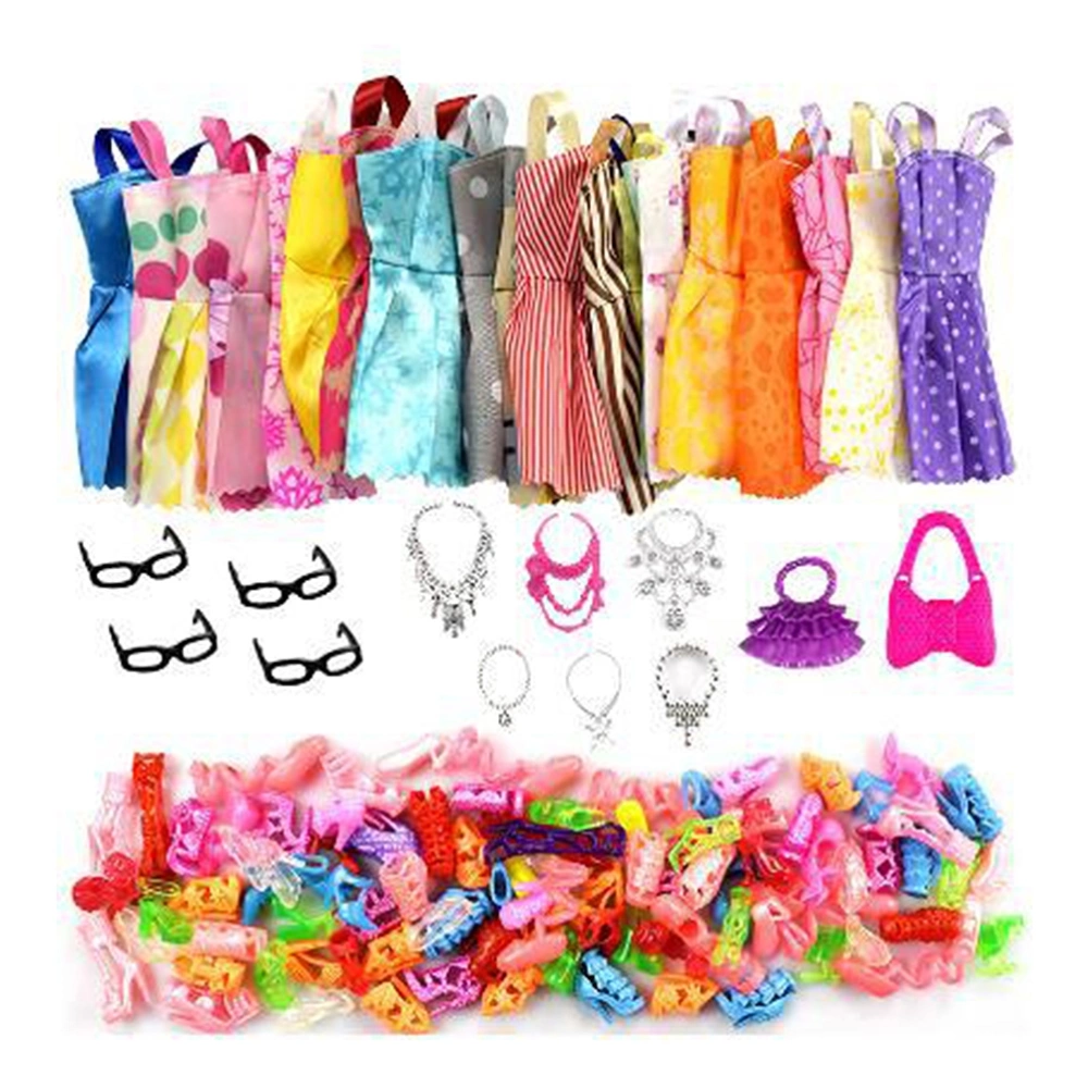 32PCS/Set Dolls Clothes Party Gown Outfits with Dolls Accessories Shoes Necklaces Children Kid Toy Gifts