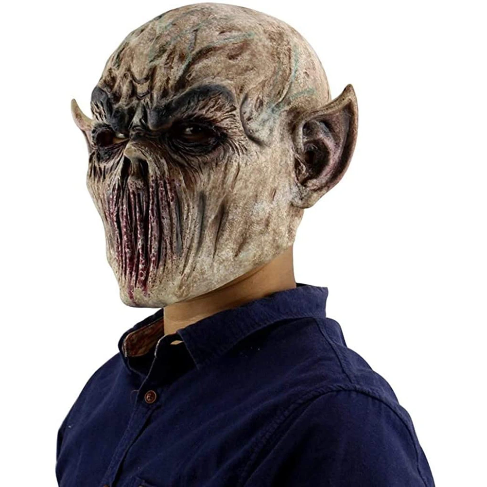 Halloween Alien Latex Mask Headgear Breathable Full Face Head Mask Halloween Masquerade Scary Mask Cosplay Costume Props