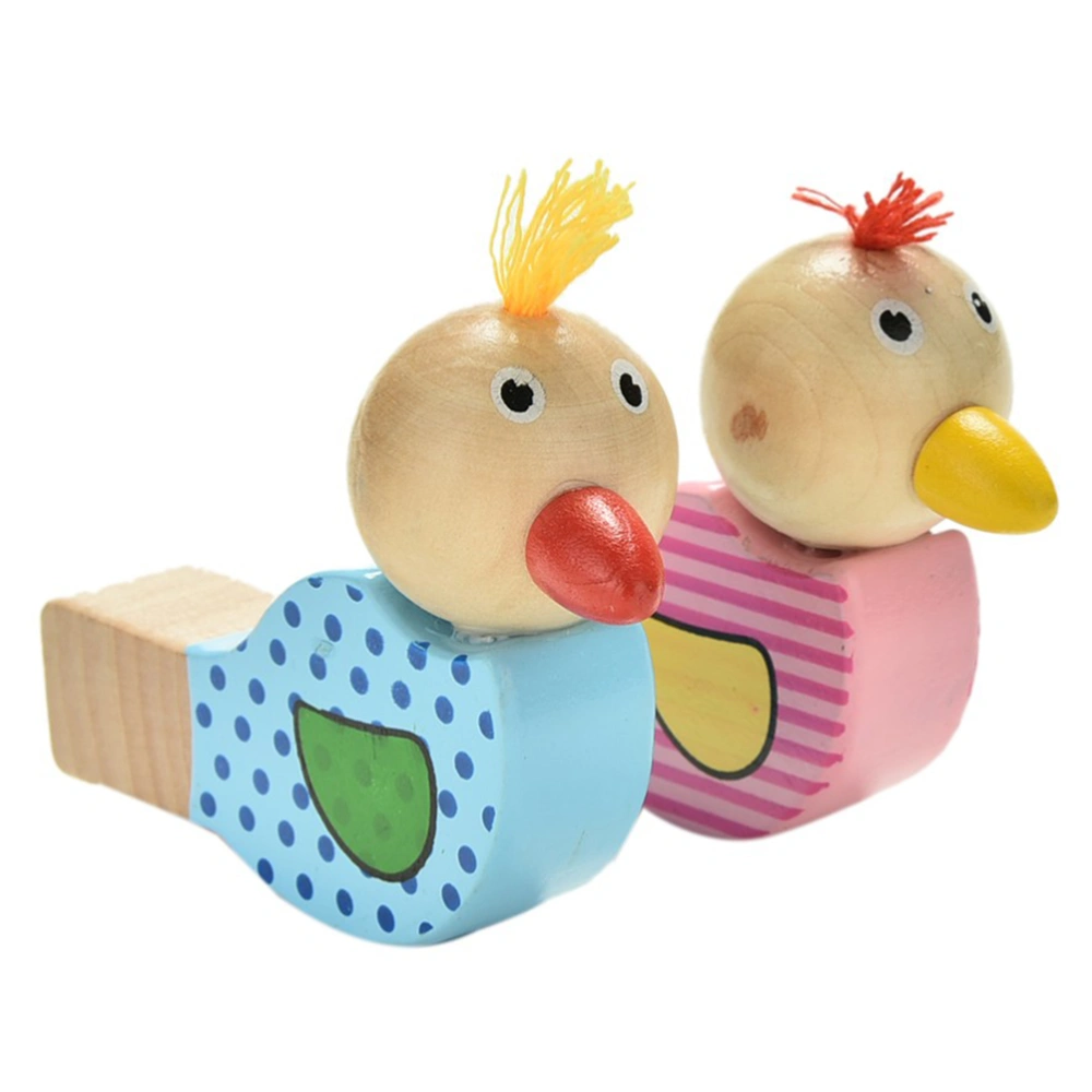 2 pcs Random Color Wooden Bird Whistles Cute Cartoon Whistle Toys Children Musical Instrument Educational Toy Children Gift