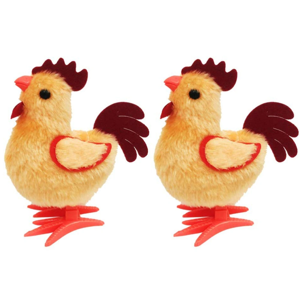 2pcs Wind Up Jumping Chicken Plush Chicks Toys Fun Kids Toys for Party Favor Gag Toy