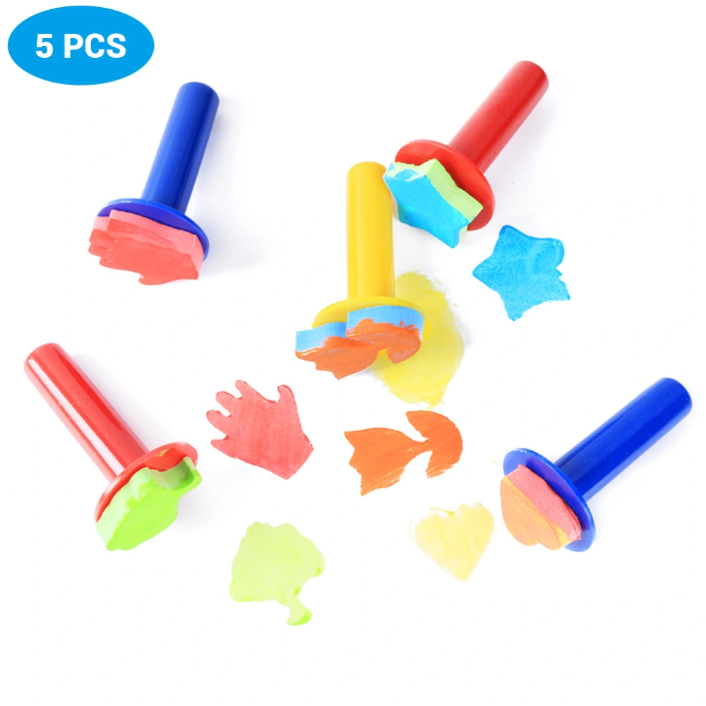 5 Pcs Kids Sponge Stamp Brush Sets for Baby Kids Flower Love Heart Star Drawing Painting Coloring Educational Gifts