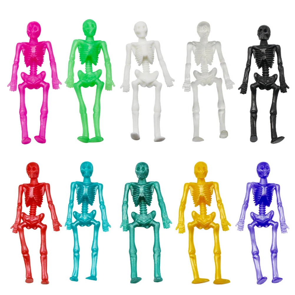 10 pcs Random Color TPR Soft Skeleton Frame Stretchable Skeletons Halloween Tricky Funny Toy Party Favors