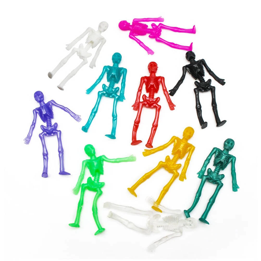 10 pcs Random Color TPR Soft Skeleton Frame Stretchable Skeletons Halloween Tricky Funny Toy Party Favors