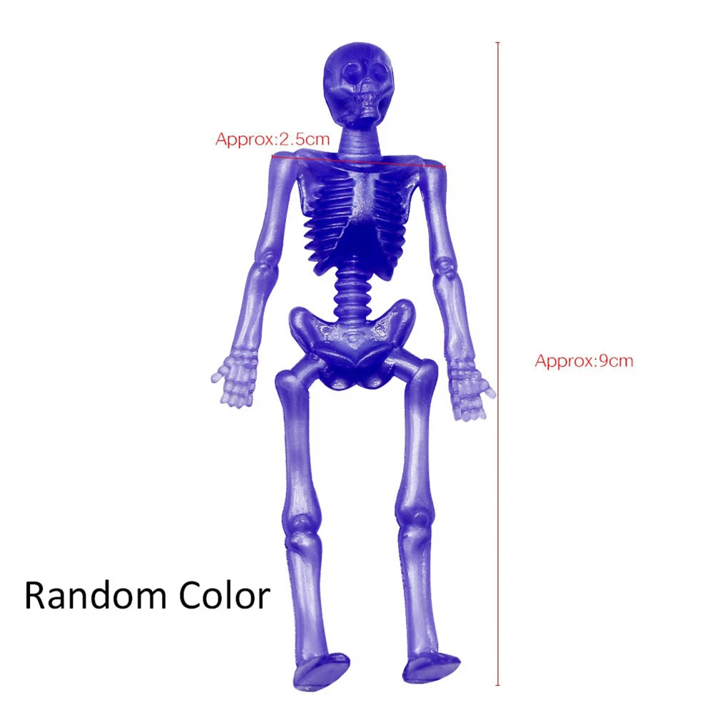 10 pcs Random Color TPR Soft Skeleton Frame Stretchable Skeletons Halloween Tricky Funny Toy Party Favors