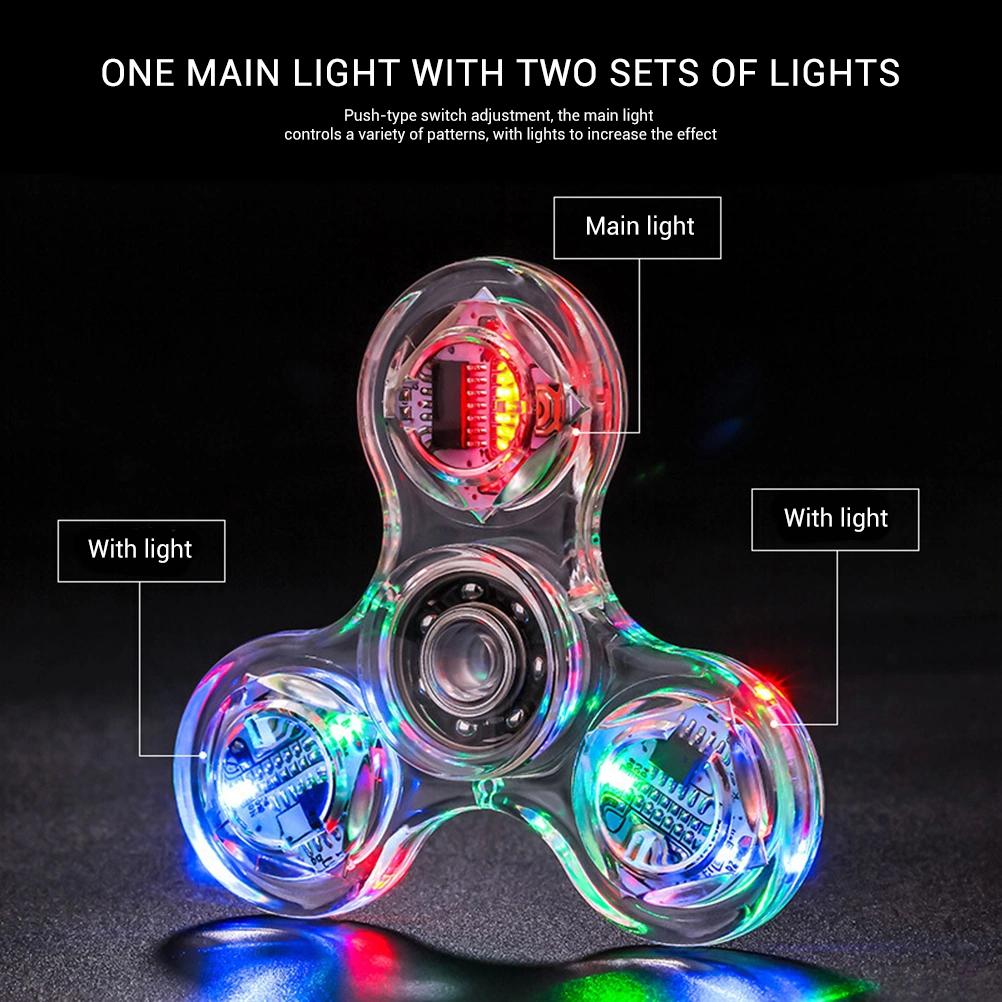 LED Fidget Spinning Toy Clear LED Light Up Fidget Finger Dice Anti Stress Release Toys for Children Adults