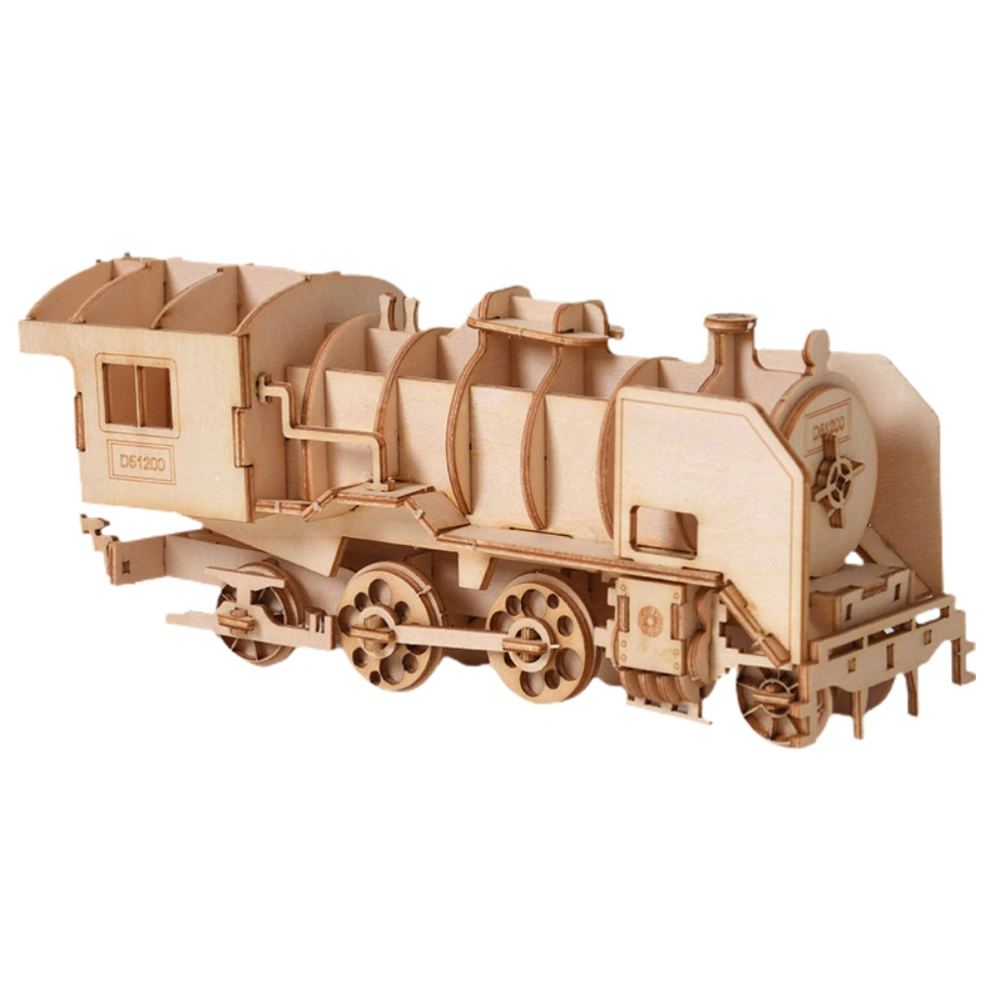 3D Wooden Steam Train Puzzle Learning Building Toy Simulation Train Model Realistic Firm Hand Craft Game Toy