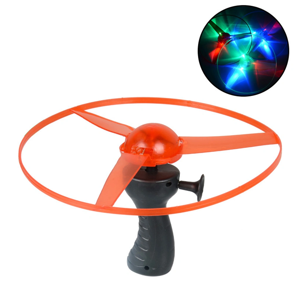 Random Funny Colorful Pull String UFO LED Light Up Flying Saucer Disc Kids Toy