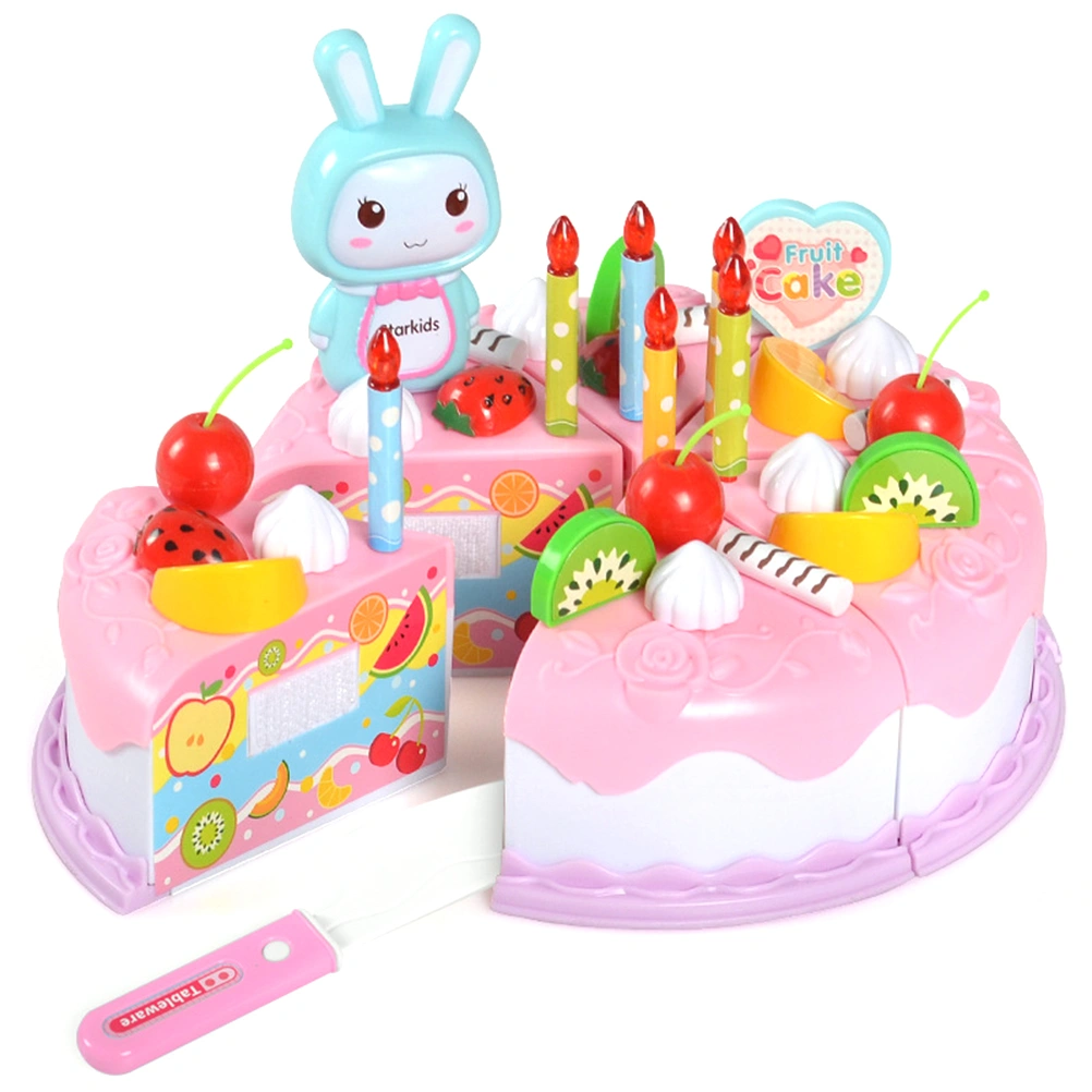 37 pcs DIY Cutting Birthday Party Cake Toy Set Pretend Play Kitchen Food Toys Set Girls Boys Gift