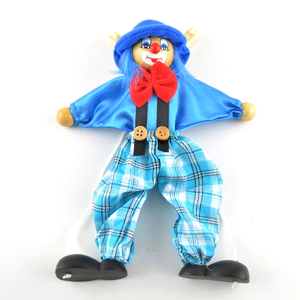 Funny Colorful Pull String Puppet Vintage Clown Wooden Marionette Handcraft Toys Joint Activity Doll Kids Gifts