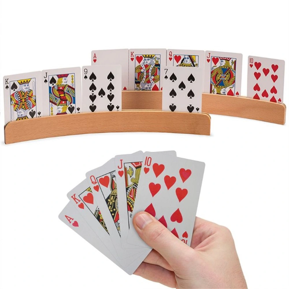 Playing Card Holder Handsfree Card Holder Stand Curved Wood Card Organizer Wood Finish Seniors Card Game Accessories