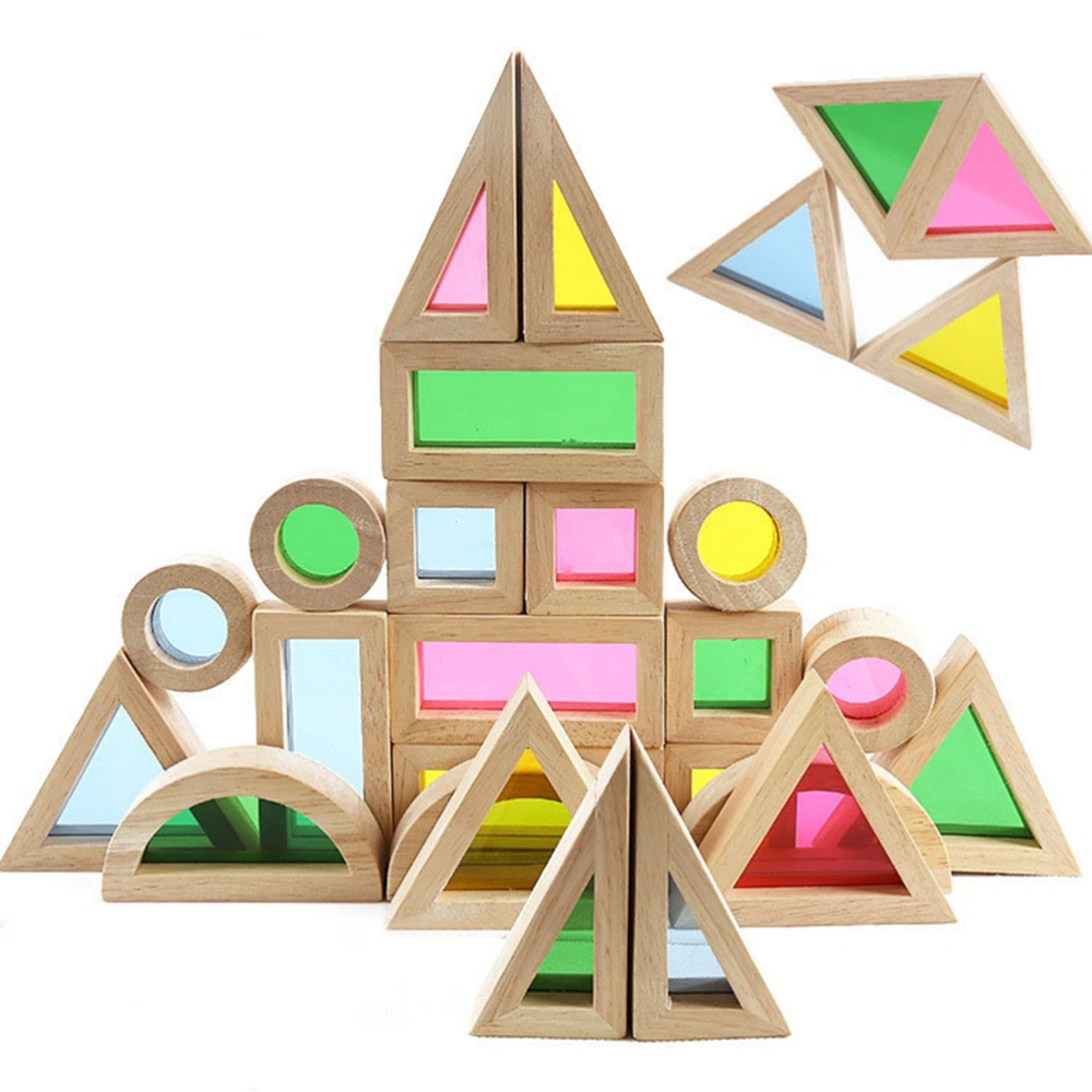 24pcs/set Rainbow Wooden Acrylic Building Blocks Baby Educational Toy Kids Birthday Gift