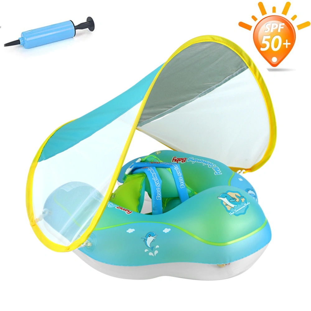 Baby Swimming Float with UPF50+ Sun Canopy Baby Floats for Pool No Flip Over Baby Pool Swmming Ring Float