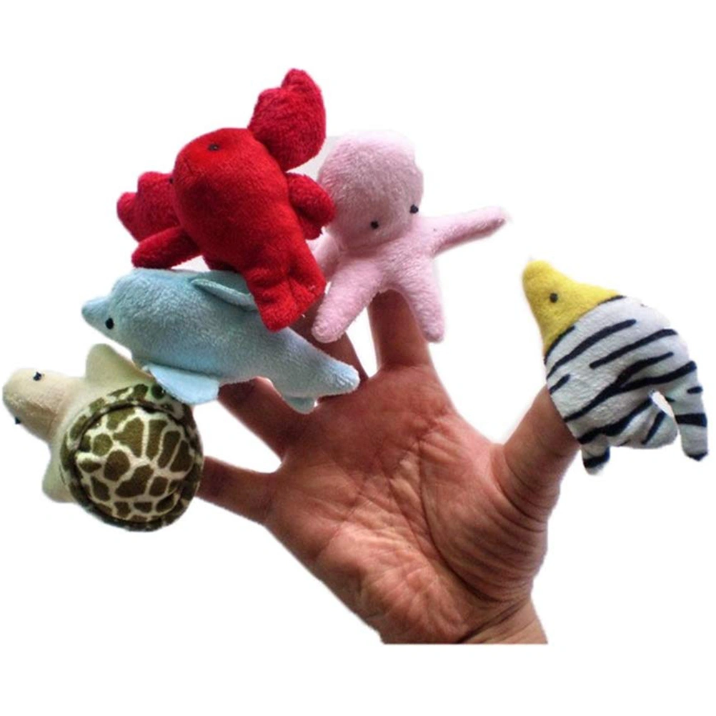 10pcs/set Sea Animal Finger Puppets Kids Cartoon Plush Educational Hand Finger Puppets Toys