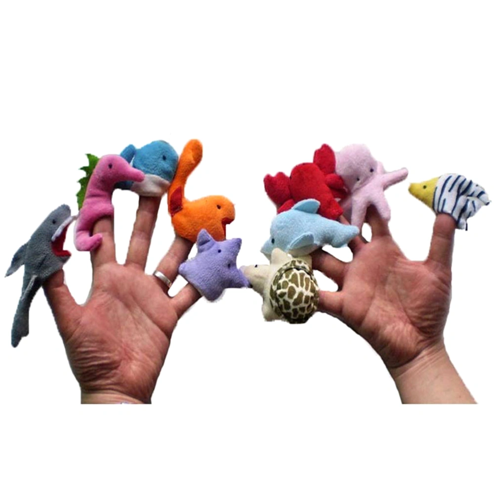 10pcs/set Sea Animal Finger Puppets Kids Cartoon Plush Educational Hand Finger Puppets Toys