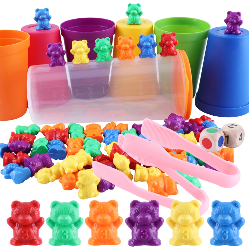 70 pcs Counting Bears with Stacking Cups Rainbow Bear Counters with Matching Sorting Cups Set Educational Color Sorting Toys