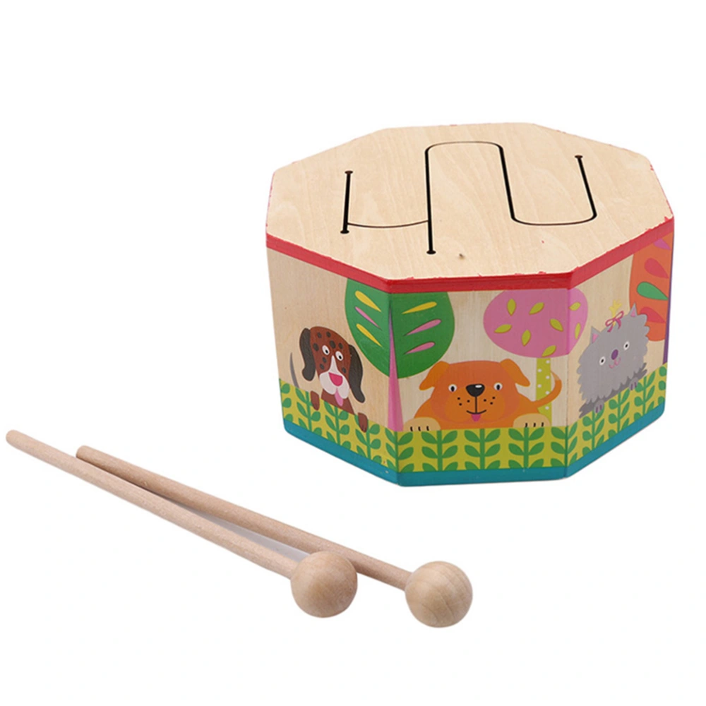 Kids Toys Cartoon Wooden Drum Early Education Musical Toys For Children Drum Musical Instruments Puzzle Toy