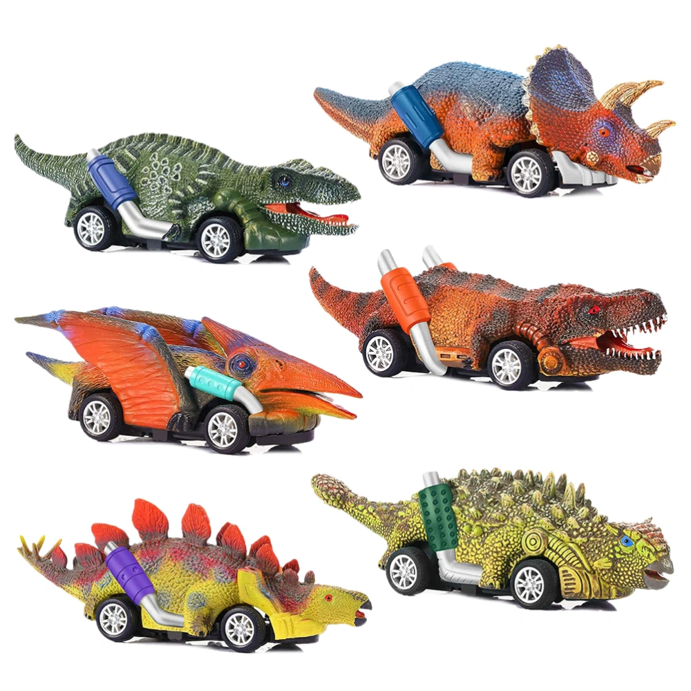 6pcs/set Children Simulation Dinosaur Toy Pull Back Car Tyrannosaurus Model Toy Racing Vehicles Kids Xmas Gift