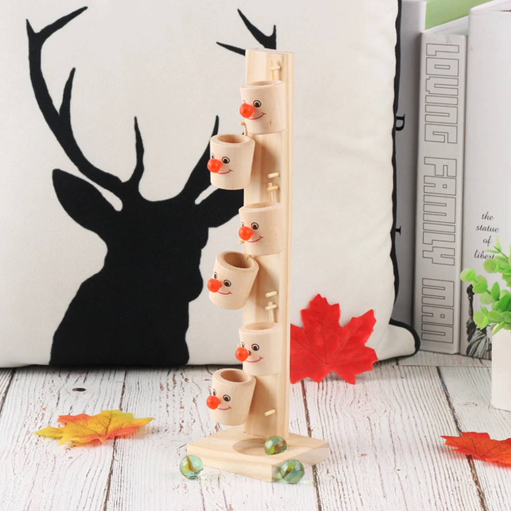 Clown Marble Ball Run Track Games Kids Early Educational Wooden Toy Funny Clown Kegs