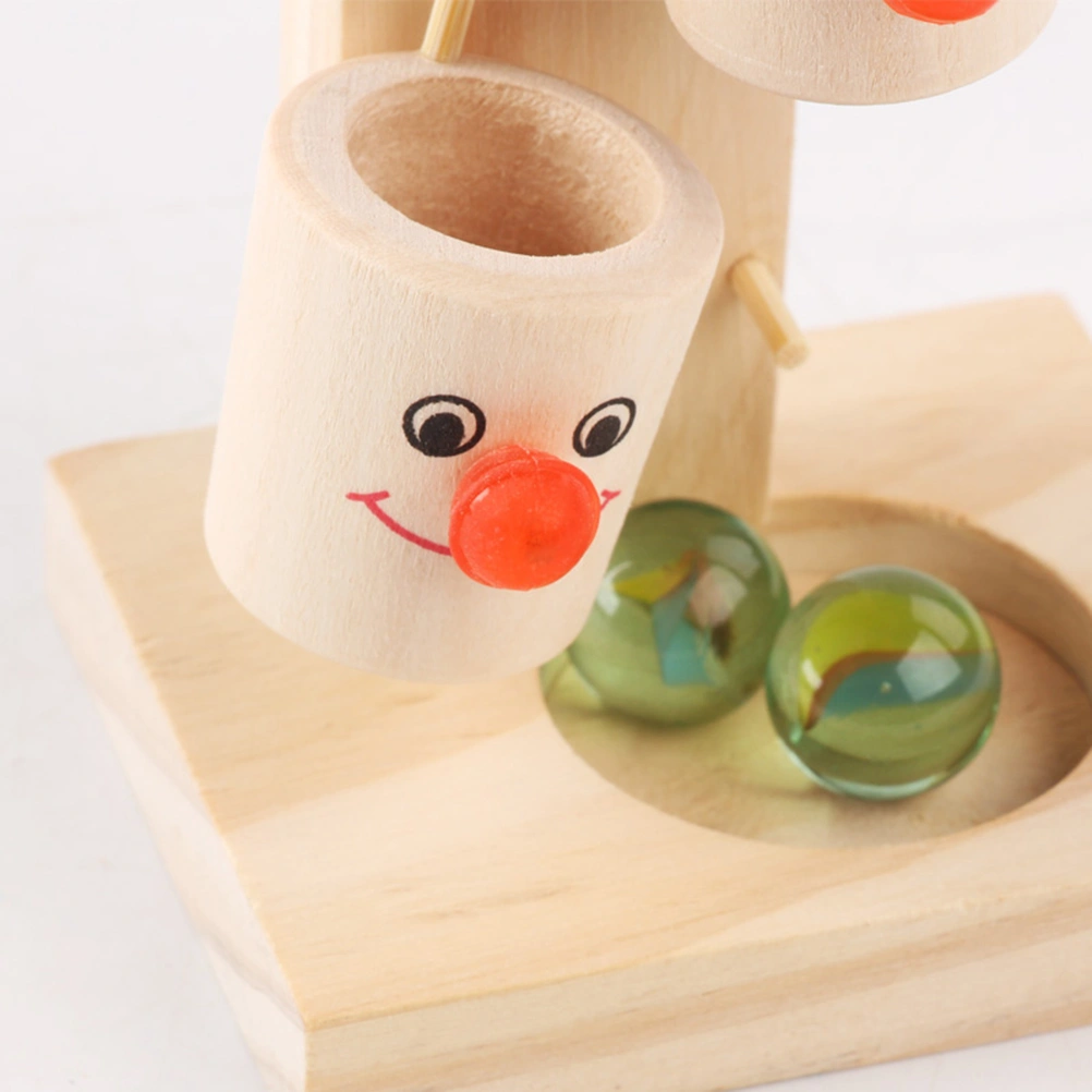Clown Marble Ball Run Track Games Kids Early Educational Wooden Toy Funny Clown Kegs