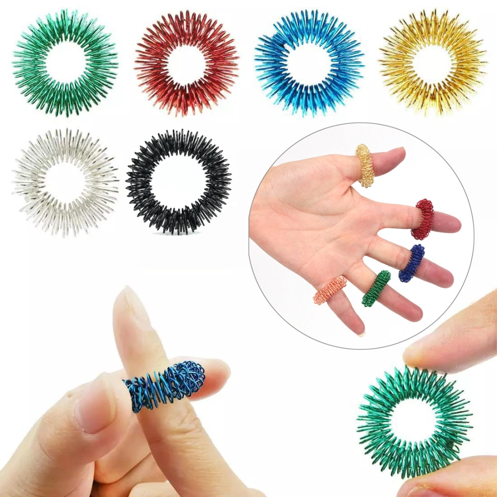 6PCS Spiky Sensory Finger Rings Finger Acupressure Massage Rings Relieve Stress Reusable Mini Finger Massager