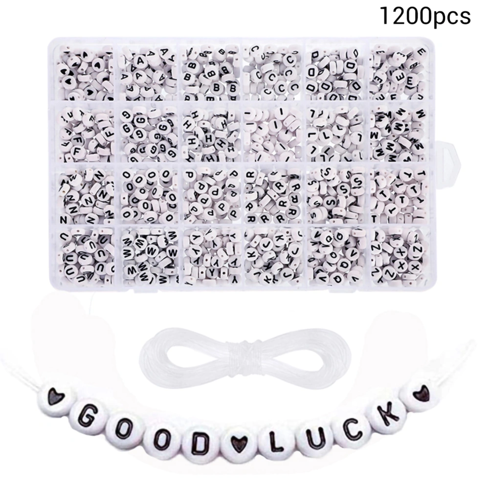 1200 Pcs White Beads with Letters 7mm Acrylic Alphabet Beads A-Z Beads for DIY Jewelry Making Necklaces Bracelets Handmade Gift