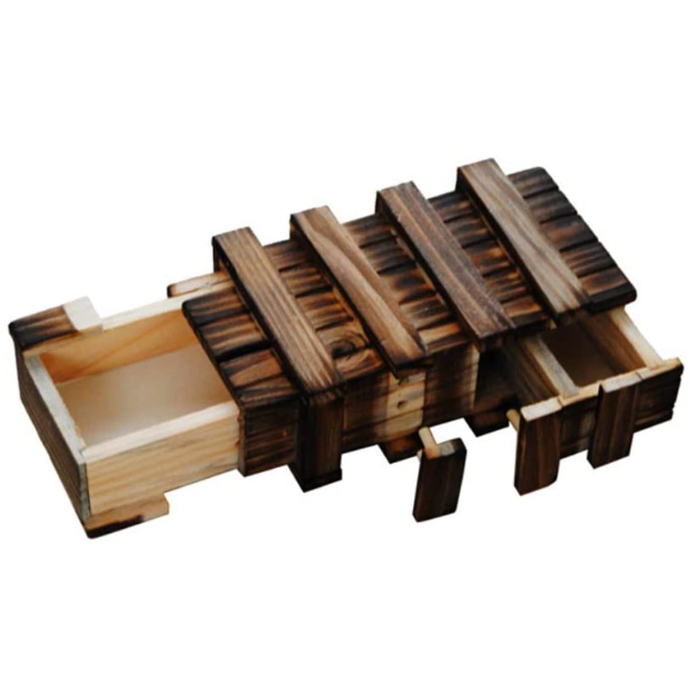 Wooden Puzzle Box Secret Compartment Brain Teaser Box Decompression Toy for Adults