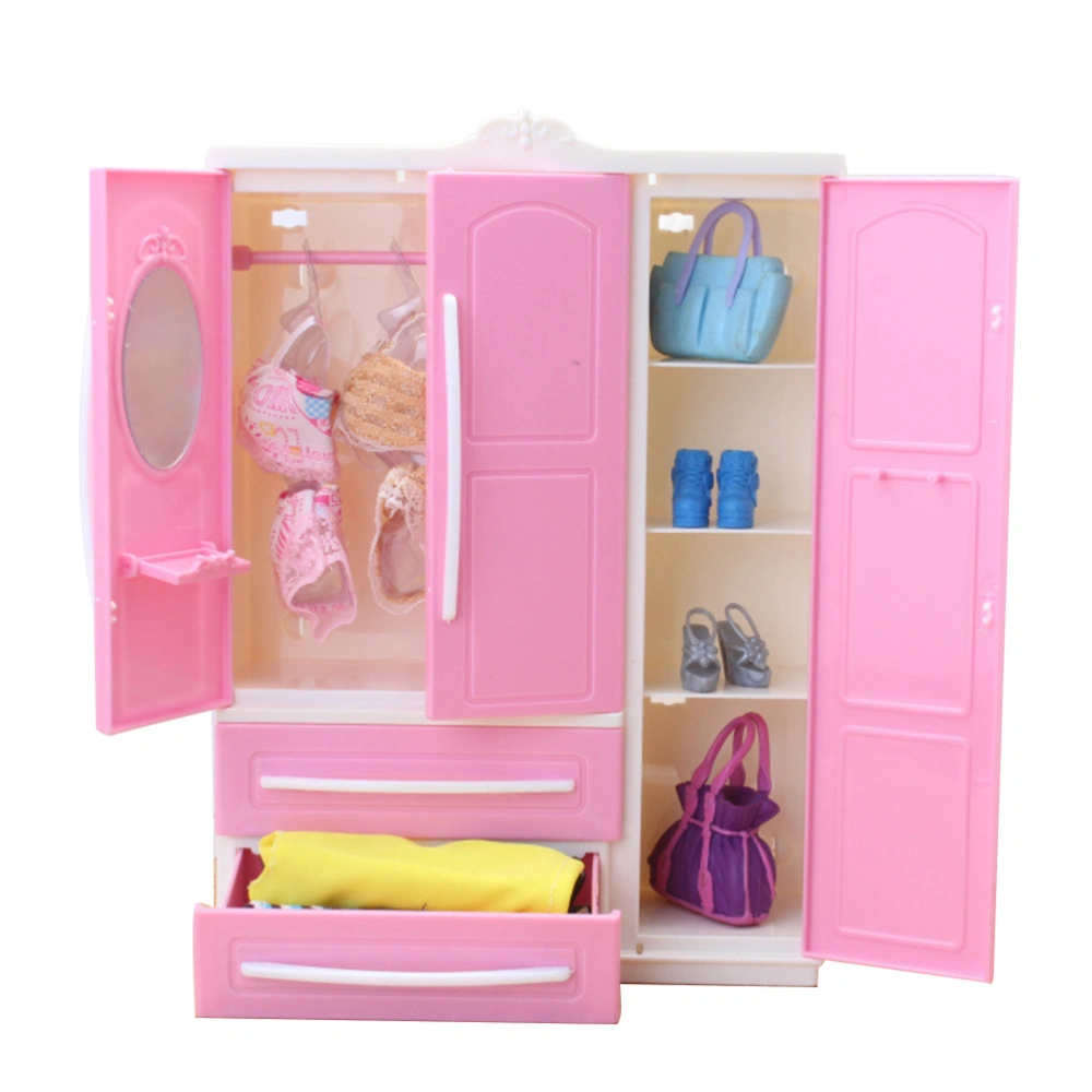 Doll Closet Wardrobe Clothing Organizer for Girl Doll Clothes and Accessories Storage