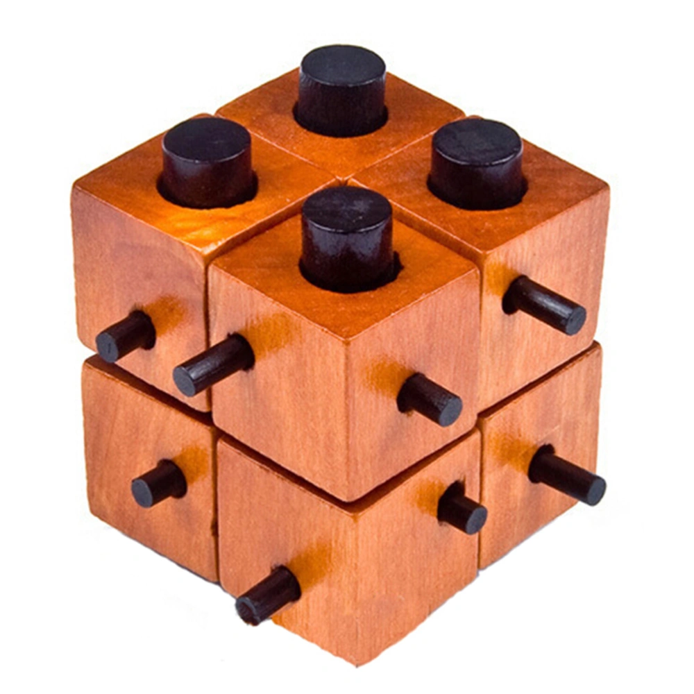 Wooden Toys Kong Ming Lock Puzzle Game Montessori Educational Box of 8 Parts for Kids and Adults