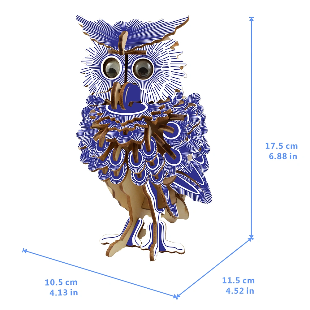 3D Wooden Owl Puzzle Jigsaw Woodcraft Kit DIY Construction Model Puzzle Toys for Children and Adults