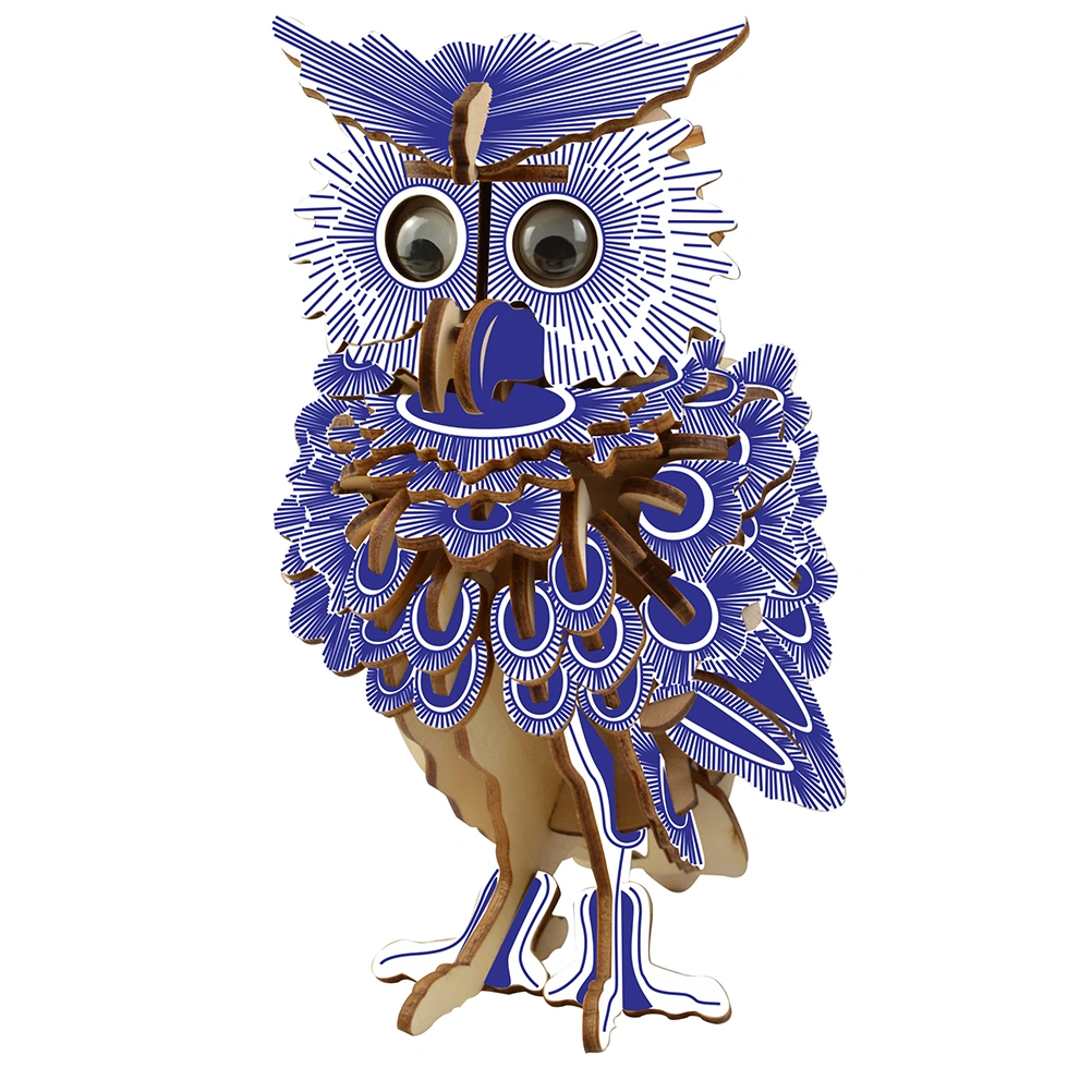 3D Wooden Owl Puzzle Jigsaw Woodcraft Kit DIY Construction Model Puzzle Toys for Children and Adults