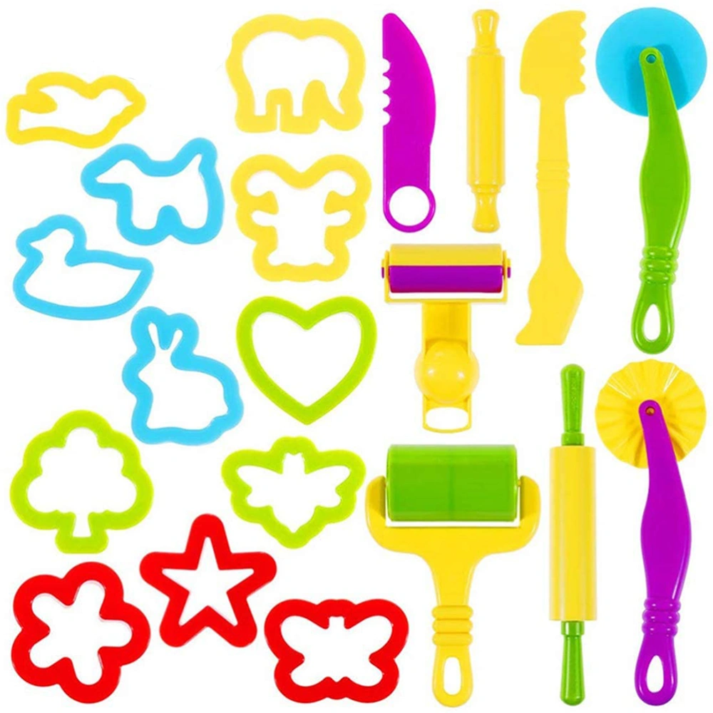 Random Color 20pcs/set Playdough Tools Kids Play Dough Tools Set Various Shape Playdough Cutters Rollers